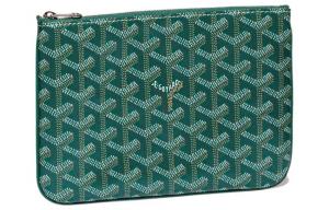 СЕНАТ Товарная сумка из холста с кожаной отделкой, косметичка, клатч унисекс зеленый GOYARD