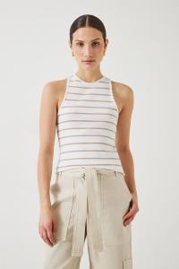 Футболка Ines без рукавов в рубчик с полосками Hush, белый