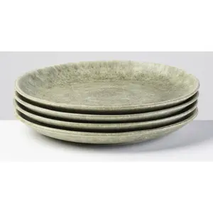 Gipfelstück Десертная тарелка «Mos'n'Stein», (набор, 4 шт.), скандинавский стиль, блестящая реактивная глазурь, каждое изделие уникально, зеленый