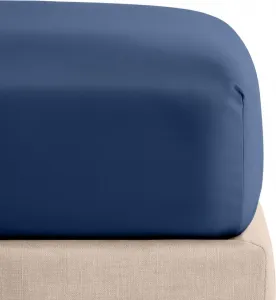 Простыня атласная на резинке 120х200 см, темно-синего цвета - Spod Igły i Nitki