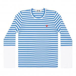 Футболка COMME des GARCONS PLAY L/S Bi-Colour Stripe White Sleeve T-Shirt 'Blue White' AZ-T320-051-1, синий