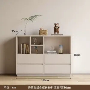 Yu Senyi Комод для спальни и гостиной из ЛДСП, напольный, многофункциональный, цвет milk tea gray combination two