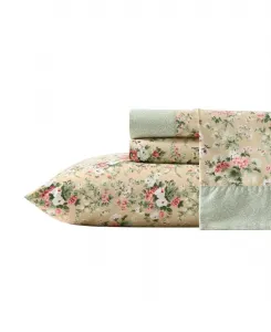 Комплект постельного белья Loveston из 4 предметов, изготовленный из хлопкового перкаля с плотностью 200 нитей, размер Queen Laura Ashley, коричневый