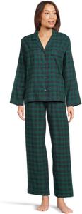 Женская фланелевая длинная пижама Eberjey, Black Watch Tartan Rainforest/Na