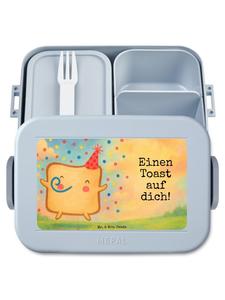 Mr. & Mrs. Panda Дизайн для вечеринки в бентобоксе с надписью в пастельно-голубых тонах