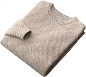 Мужской свитер с цветочным узором, круглый вырез, теплый