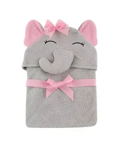 Детское хлопковое полотенце Hudson Baby с капюшоном и мордочкой животного, серебро