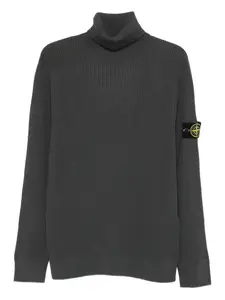 Свитер в рубчик с высоким воротником Stone Island, серый