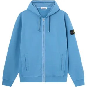 Толстовка с капюшоном zip STONE ISLAND, steel синий