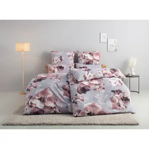 Постельное белье для дома «MELINA», цветочное постельное белье на молнии, размер. 135х200см Home Affaire, серый