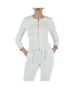 Куртка из крепа с перекрестной шнуровкой Elisabetta Franchi, бежевый