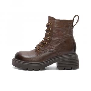 BELLE Мартин бутс женские 13 см высотой 5 см каблук кофе без подкладки, цвет Coffee-Unlined