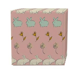 Набор салфеток из 4 шт., 100 % хлопок, 20x20 дюймов, пасхальные кролики и цветы в полоску