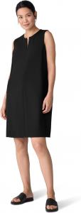 Платье Eileen Fisher Lightweight Ponte Split Neck Shift Dress, черный