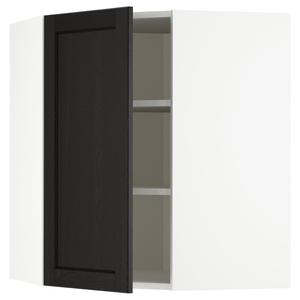 Угловой настенный шкаф с полками, белый/черная тонировка Lerhyttan, 68x80 см. IKEA Metod