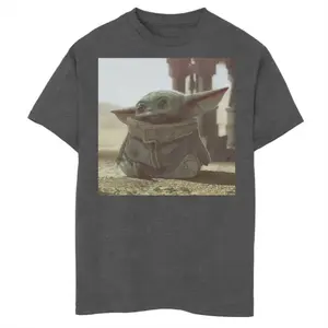 Футболка с фотографией ребенка «Мандалорец» для мальчиков 8-20 лет Star Wars, цвет char hthr