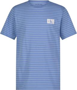 Футболка Calvin Klein Boys с короткими рукавами, полосатой отделкой и круглым вырезом, мягкая, удобная, свободного кроя., Extra Linear Cornflower