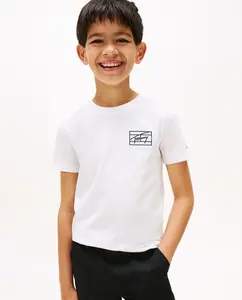 Футболка с коротким рукавом для мальчика с логотипом в стиле Varsity Tommy Hilfiger, белый