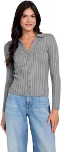 GUESS Женский экологичный длинный рукав риб Miranda свитер, Overcast Heather Grey