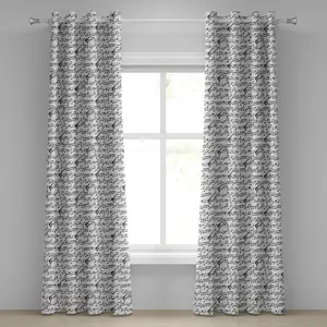 Музыкальная штора на люверсах ABAKUHAUS, абстрактный художественный профессиональный музыкальный узор с нотами и игрой на скрипичных ключах, декоративная двухпанельная штора на окно, 280 см x 245 см, цвет белый/черный Abakuhaus