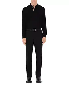 Хлопковая рубашка-поло Eddie с длинным рукавом Burberry, черный