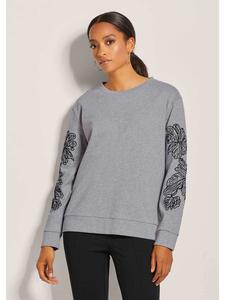 MADELEINE Вышитая толстовка с глянцевым эффектом, серо-меланжевого/черного цвета