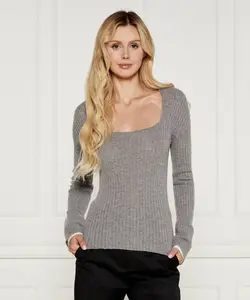 Свитер из кимрикской шерсти Slim fit Pinko, серый