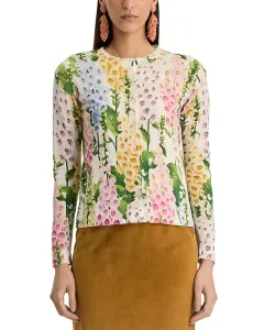 Кардиган с длинными рукавами с принтом в виде наперстянки Oscar De La Renta, белый