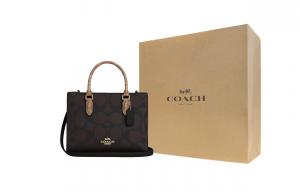 Сумка-шоппер Maggie из ПВХ, через плечо, маленькая, женская, черная COACH