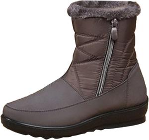 Водонепроницаемые женские ботинки западного стиля с утеплителем, камуфляжные, средней высоты, зимние мягкие ботинки на молнии, рабочие ботинки, водонепроницаемая осенняя обувь для женщин Generic, #A08-Brown