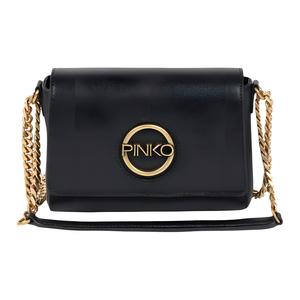 PINKO Синтетическая кожаная сумка через плечо, женская черная