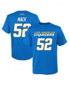 Футболка Big Boys Khalil Mack Powder Blue Los Angeles Chargers Mainliner с именем и номером игрока Outerstuff