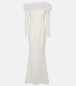 Свадебное платье starlana из крепа с отделкой перьями Safiyaa, белый