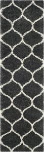 Ковер-дорожка SAFAVIEH, 69 x 244 см, Hudson Shag Collection - Dark Grey & Ivory, Trellis Design, не линяет и прост в уходе, идеален для помещений с высокой проходимостью в гостиной, спальне (SGH280G)