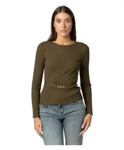 Элегантный ребристый свитер с длинными рукавами. Kocca, зеленый