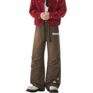 Повседневные брюки Unisex утепленные с флисовой подкладкой прямого кроя HUANQIU, коричневый