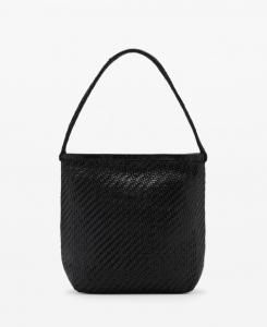 Женская плетеная кожаная сумка через плечо MANGO, Black