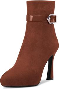 Женские ботильоны Castamere с острым носком, высокой платформой и каблуком-стилет, короткие с молнией и пряжкой, сексуальные каблуки 10 см, Brown