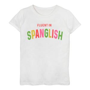 Футболка для девочек 7–16 лет, свободно владеющая испанским языком с красочной надписью Unbranded