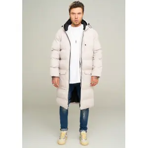 Behype парка "LONGLINE PUFFER PARKA", с капюшоном, бежевый