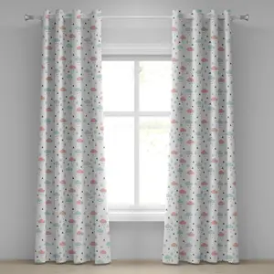 Пастельная штора на люверсах ABAKUHAUS, скандинавский дизайн, облака с каплями дождя и треугольниками, зимняя погода, декоративная двухпанельная штора, 280 см x 260 см, нежно-голубой с серо-розовым оттенком Abakuhaus