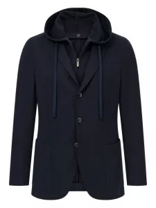 Пиджак с капюшоном и накладными карманами Boggi Milano, синий