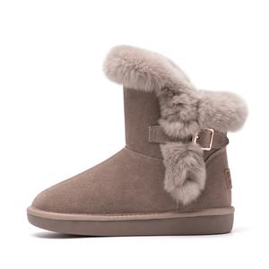 Женские сапоги AGSDON замшевые с мехом, молочный чай