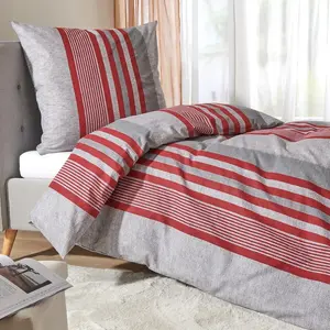 Фланелевое постельное белье Dream Sleep Fine Mountain Stripe Berry 140x200 см + 70x90 см Traumschlaf