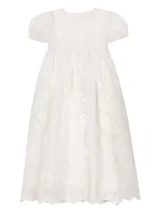 Крестильное платье с вышитыми рукавами-буфами Dolce & Gabbana Kids, белый