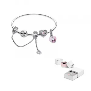 Pandora Серебряный браслет 925 пробы с синтетическим опалом и кубическим цирконием для женщин, серебряный