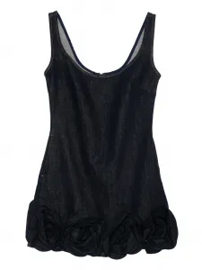 Мини-платье с цветочными аппликациями Self-Portrait, синий