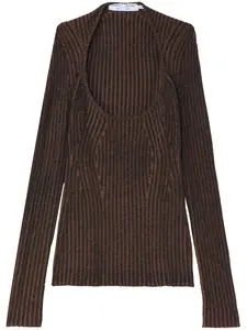 Джемпер в рубчик с U-образным вырезом Proenza Schouler White Label, коричневый
