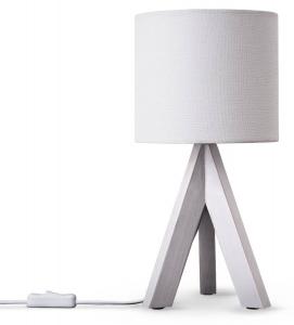 Настольная лампа Paco Home Bajo Canvas, дерево - белое