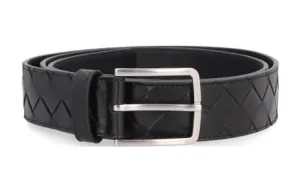 Плетеный ремень с пряжкой Bottega Veneta, черный